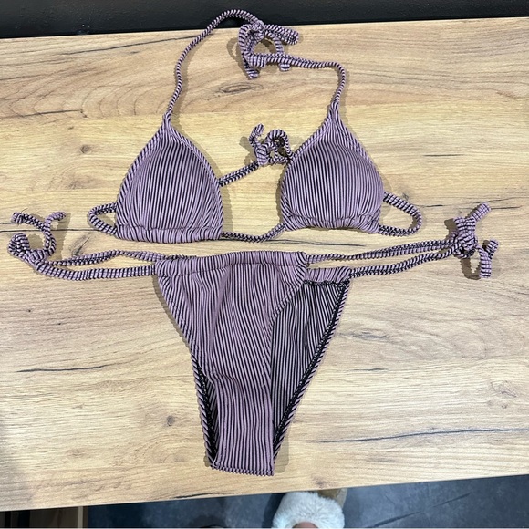 Purple mauve ribbed shein bikini tie large - Picture 3 of 8